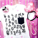 Sketched Fairytale characters t-shirt