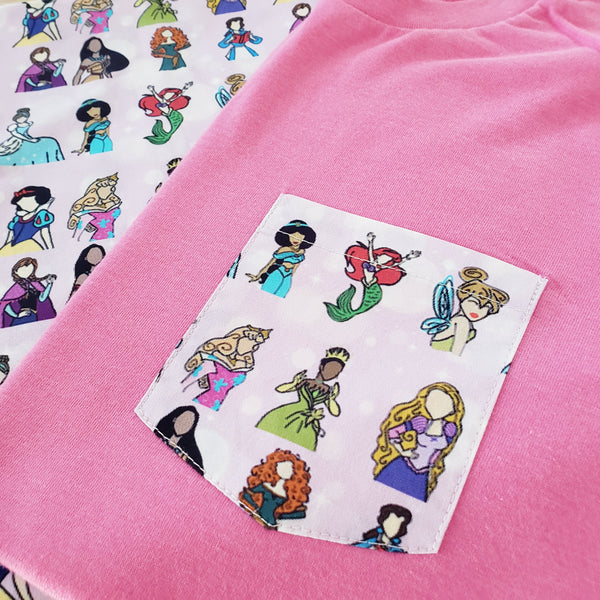 $15 Doodle Princess pocket tee shirt