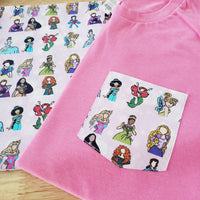 $15 Doodle Princess pocket tee shirt