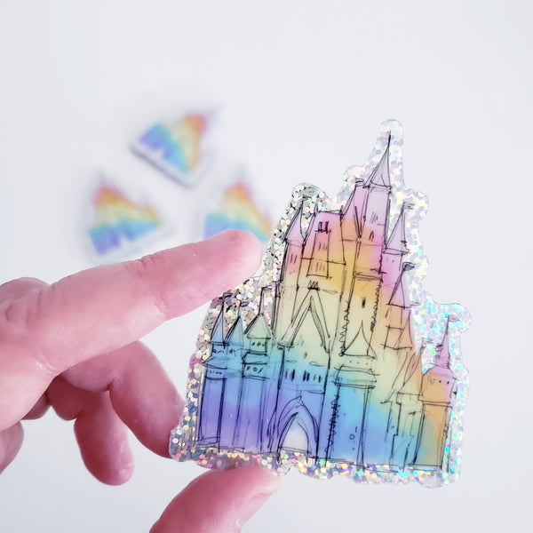 Glitter Castle Doodle sticker