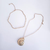 Large  Poor Unfortunate Soul gold shell necklace + mini shell necklace (Set)