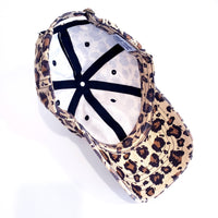 Leopard baseball hat with hidden pony tail hole