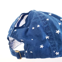 Blue hat with STARS baseball hat with hidden pony tail hole