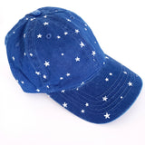 Blue hat with STARS baseball hat with hidden pony tail hole
