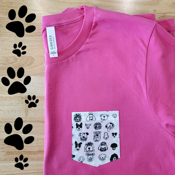 DOG DOODLES pocket tee shirt