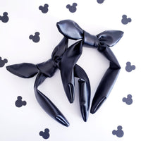 Black Faux Leather Knotty Bow