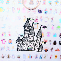 Summer castle doodle Keychain