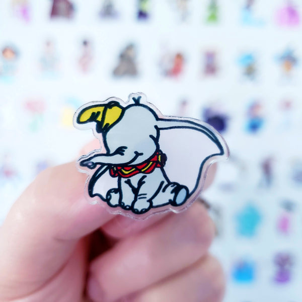 Flying Elephant acrylic pin