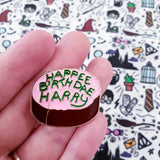 Happy birthday wizard pin  / soft enamel pin with metal backing