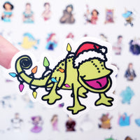 Christmas Chameleon vinyl sticker