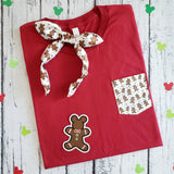 Gingerbread Mouse Christmas pocket tee shirt