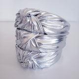Metallic silver twist knotted headband