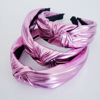 Metallic Princess Pink twist knotted headband