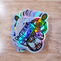 Holographic space droids  Doodle sticker