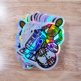 Holographic space droids  Doodle sticker