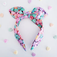 Valentines Day knotty bow headband hair accessory