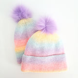 Pastel knitted hat with POM POM