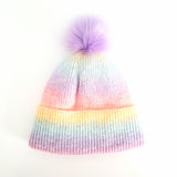 Pastel knitted hat with POM POM