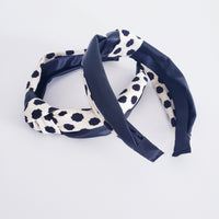 Spotted Twisted knotted Black Faux Leather headband