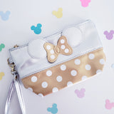 Silver and Gold Polka dot Mouse Cosmetic zipper bag