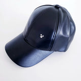 Faux Leather babeball cap with Crystal Mouse