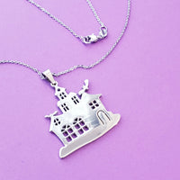 Haunted House Silver necklace / 18 inches