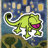 Green Chameleon doodle Magnet