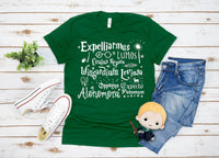 Wizard spells and Charms tee shirt