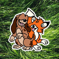Hound and Fox friend doodle magnet