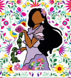 Flower power Madrigal Family girl doodle magnet