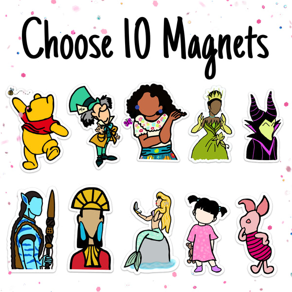 Pick 10 Doodle magnets - YOU CHOOSE!