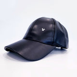 Faux Leather babeball cap with Crystal Mouse