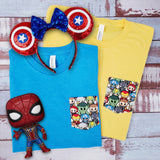 Super Heroes  pocket tee shirt
