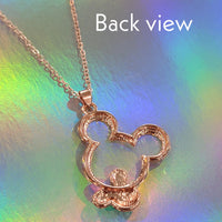 Double Mouse Love zircon rosegold necklace with Crystal  / 18 inches