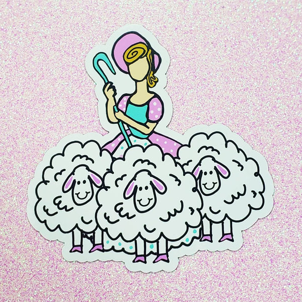 Little Bo Peep and sheep doodle magnet