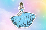 Cinder Princess MAGNET  / doodle magnet / Magical Blue Ballgown