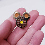 MOUSE waffle PIN with dripping syrup / soft enamel pin (1. inches x 1. inches) with rubber backing