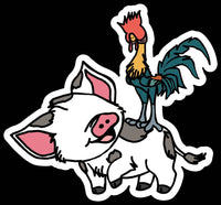 Hawaiian Pig and clumsy chicken doodle Magnet