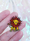 Young lion  doodle pin / acrylic pin (1.25 inches x 1. inches) with metal backing.