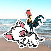 Hawaiian Pig and clumsy chicken doodle Magnet