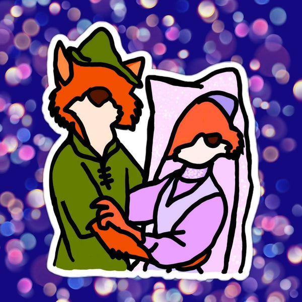 Two foxes doodle magnet